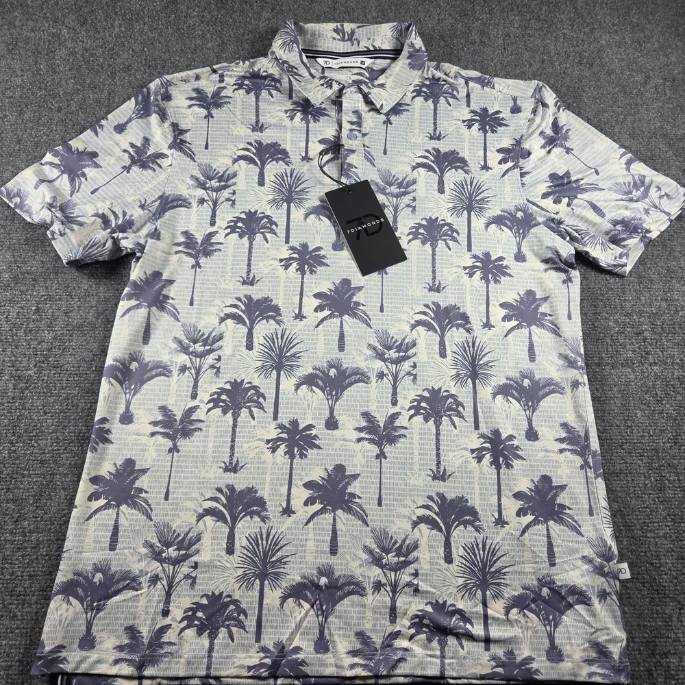 7 Diamonds 4 Way Stretch Palms Polo Shirt Golf Wicking Quick Dry Men's Size M